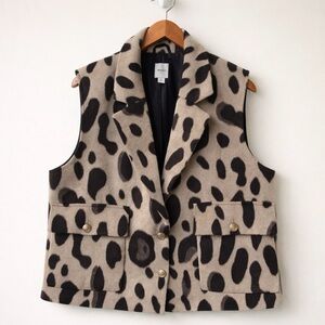 Maeve Black and Tan Animal Print Vest